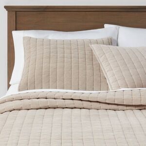 Threshold - Full/Queen Channel Stitch Velvet Quilt Natural - T Natural